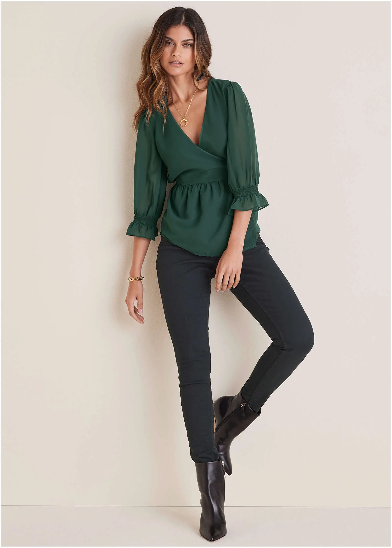 Wrap Tie Blouse - Aventurine