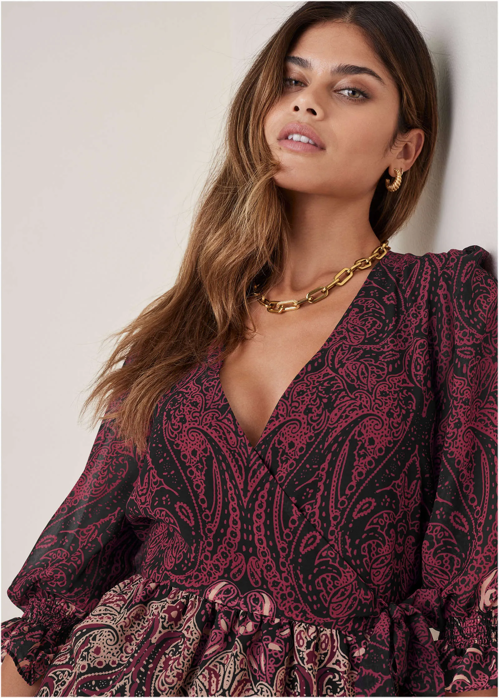 Wrap Tie Blouse - Bountiful Border
