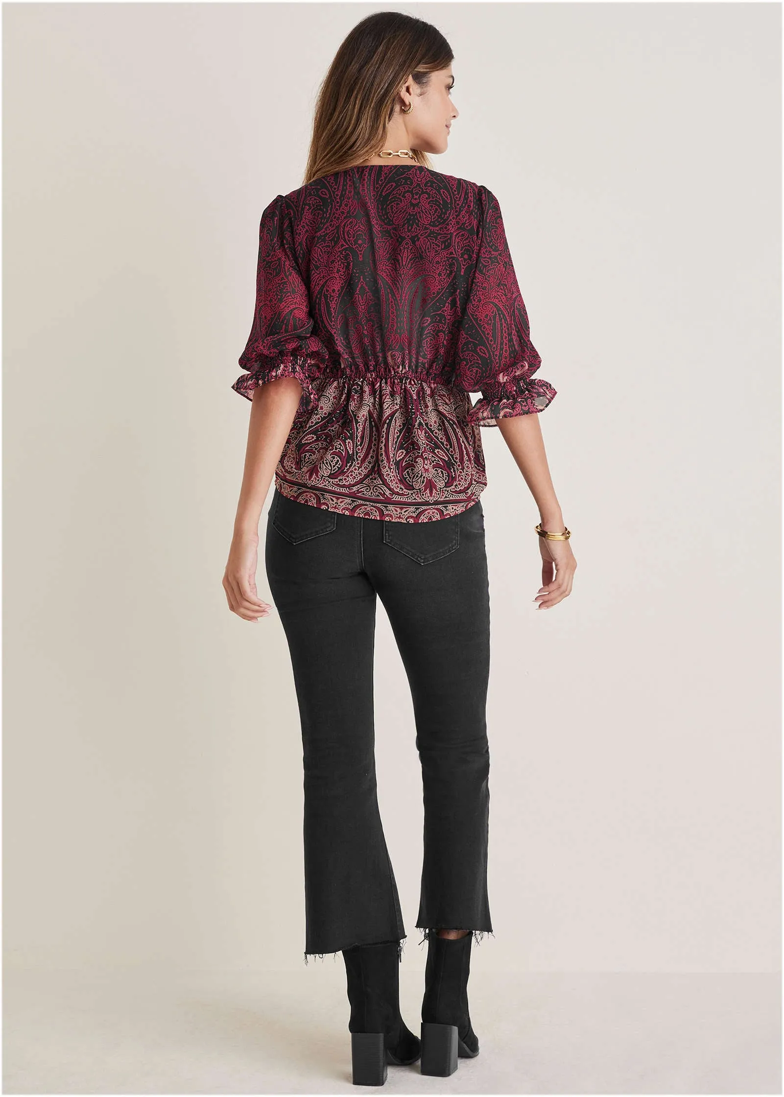 Wrap Tie Blouse - Bountiful Border