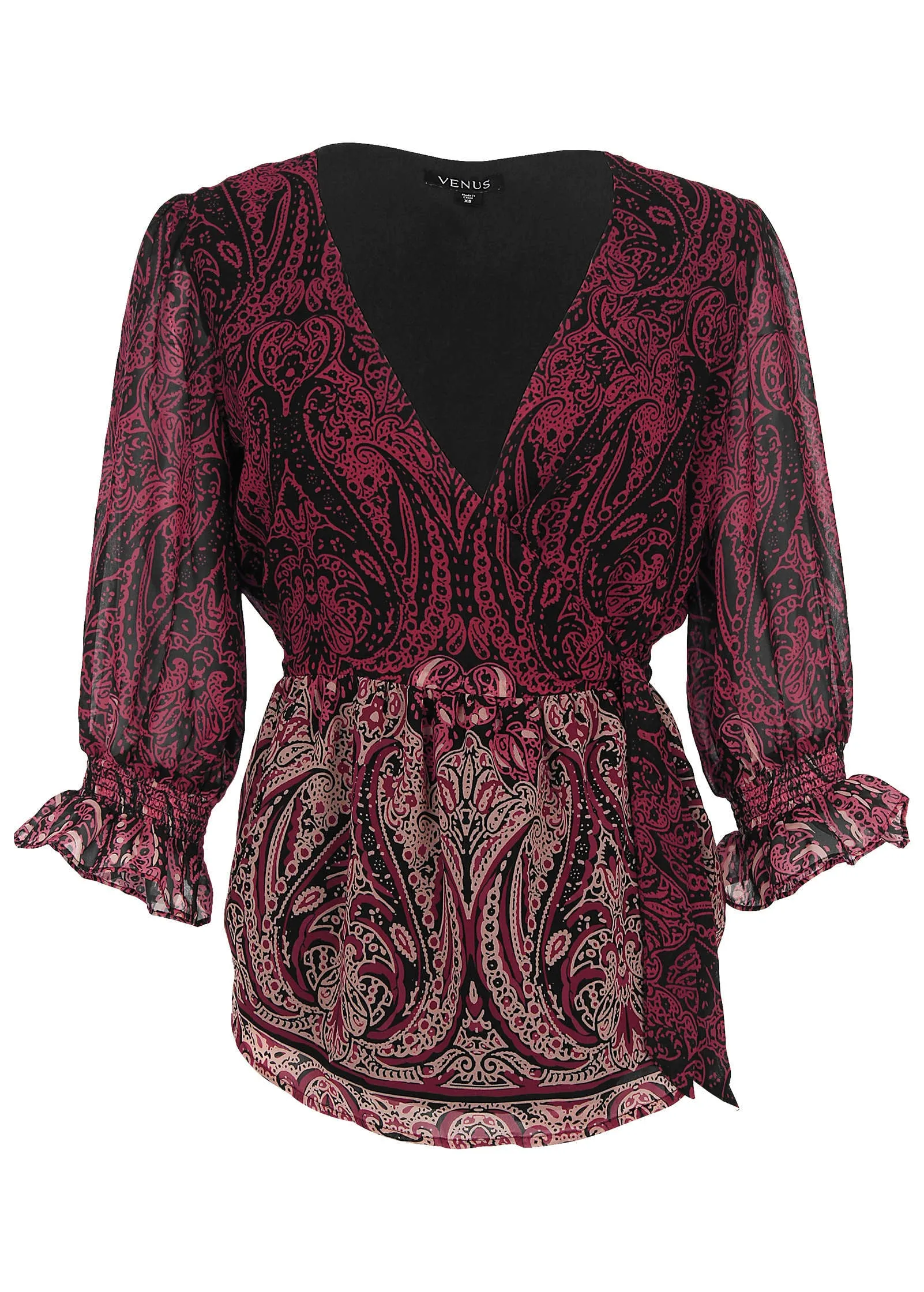 Wrap Tie Blouse - Bountiful Border